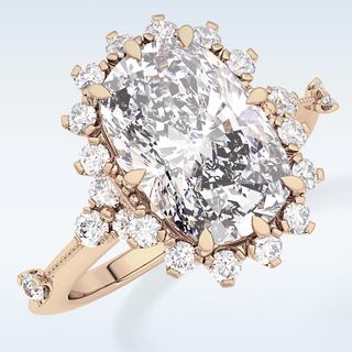 4.05 CT Halo Engagement Ring Featuring Cushion Moissanite