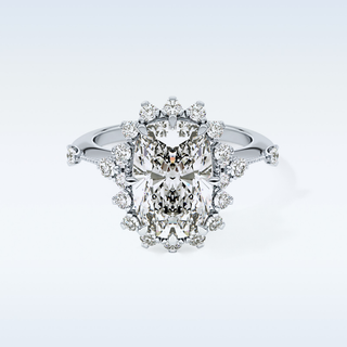 4.05 CT Halo Engagement Ring Featuring Cushion Moissanite