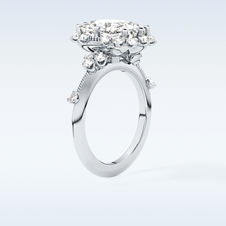 4.05 CT Halo Engagement Ring Featuring Cushion Moissanite