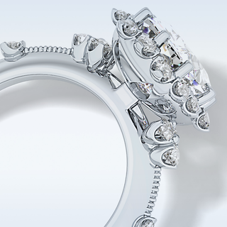 4.05 CT Halo Engagement Ring Featuring Cushion Moissanite