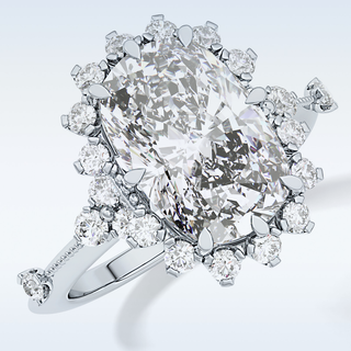 4.05 CT Halo Engagement Ring Featuring Cushion Moissanite