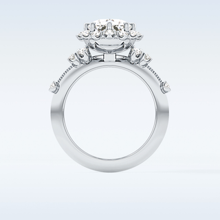 4.05 CT Halo Engagement Ring Featuring Cushion Moissanite