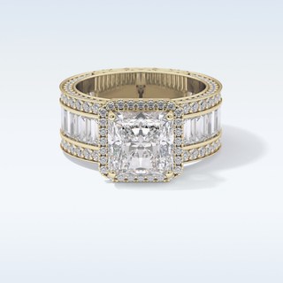 3.73 CT Halo & Pave Engagement Ring Featuring Radiant Moissanite