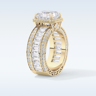 3.73 CT Halo & Pave Engagement Ring Featuring Radiant Moissanite
