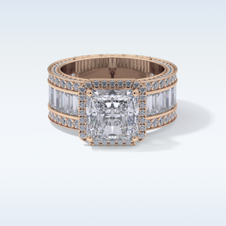 3.73 CT Halo & Pave Engagement Ring Featuring Radiant Moissanite
