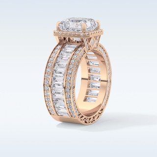 3.73 CT Halo & Pave Engagement Ring Featuring Radiant Moissanite