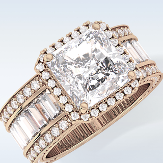 3.73 CT Halo & Pave Engagement Ring Featuring Radiant Moissanite