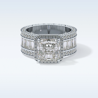 3.73 CT Halo & Pave Engagement Ring Featuring Radiant Moissanite