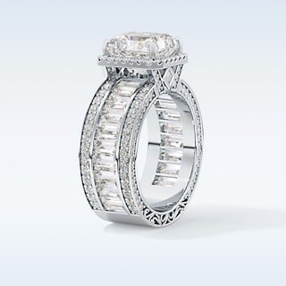 3.73 CT Halo & Pave Engagement Ring Featuring Radiant Moissanite
