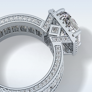 3.73 CT Halo & Pave Engagement Ring Featuring Radiant Moissanite