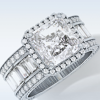 3.73 CT Halo & Pave Engagement Ring Featuring Radiant Moissanite