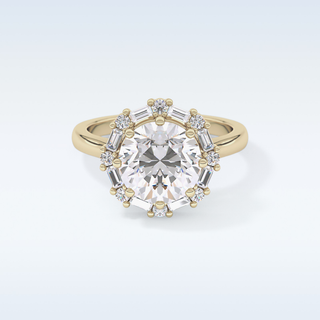 3.16 CT Halo Engagement Ring Featuring Round Moissanite
