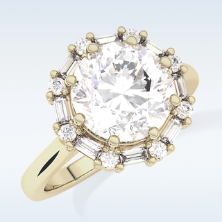 3.16 CT Halo Engagement Ring Featuring Round Moissanite