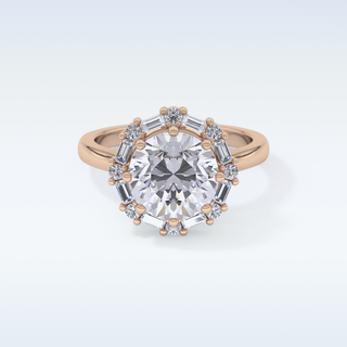 3.16 CT Halo Engagement Ring Featuring Round Moissanite