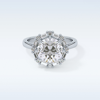 3.16 CT Halo Engagement Ring Featuring Round Moissanite