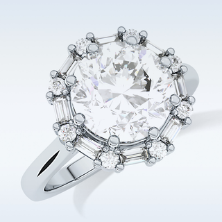 3.16 CT Halo Engagement Ring Featuring Round Moissanite