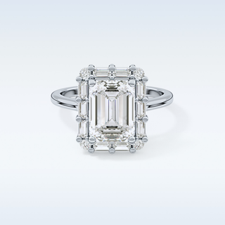 2.92 CT Halo Engagement Ring Featuring Emerald Moissanite