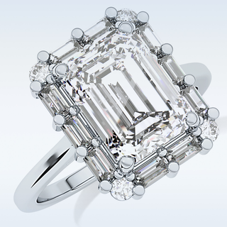 2.92 CT Halo Engagement Ring Featuring Emerald Moissanite