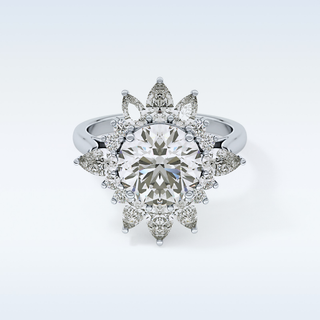 Elegant 2.71 CT Cluster Engagement Ring Featuring Round Moissanite