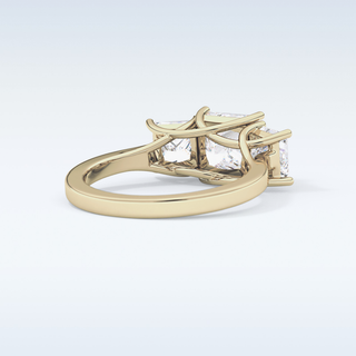 Elegant 1.87 CT Three Stones Engagement Ring Featuring Princess Moissanite