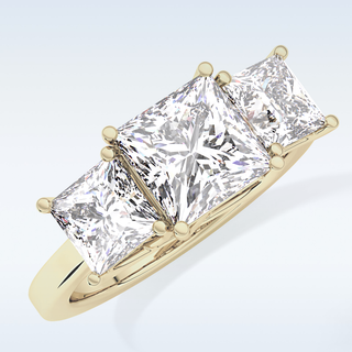 Elegant 1.87 CT Three Stones Engagement Ring Featuring Princess Moissanite