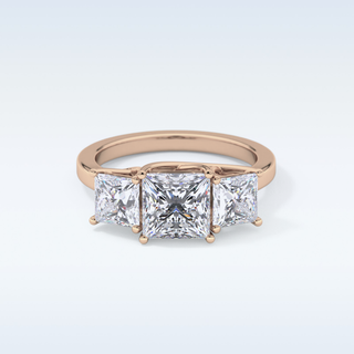 Elegant 1.87 CT Three Stones Engagement Ring Featuring Princess Moissanite