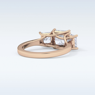Elegant 1.87 CT Three Stones Engagement Ring Featuring Princess Moissanite