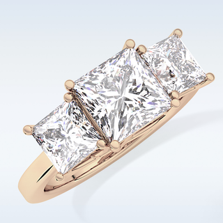 Elegant 1.87 CT Three Stones Engagement Ring Featuring Princess Moissanite