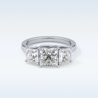 Elegant 1.87 CT Three Stones Engagement Ring Featuring Princess Moissanite