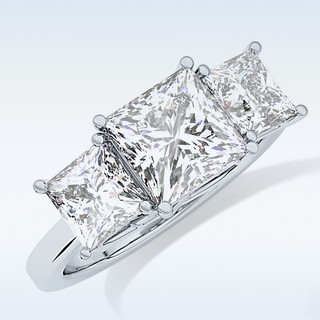 Elegant 1.87 CT Three Stones Engagement Ring Featuring Princess Moissanite