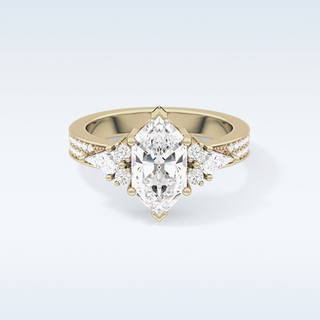 3.28 CT Multi Stone Engagement Ring Featuring Custom Hexagonal Moissanite