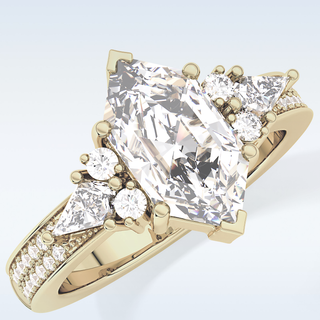 3.28 CT Multi Stone Engagement Ring Featuring Custom Hexagonal Moissanite