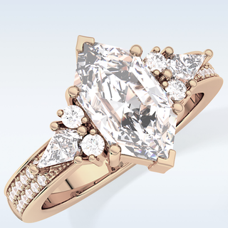 3.28 CT Multi Stone Engagement Ring Featuring Custom Hexagonal Moissanite
