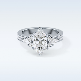 3.28 CT Multi Stone Engagement Ring Featuring Custom Hexagonal Moissanite
