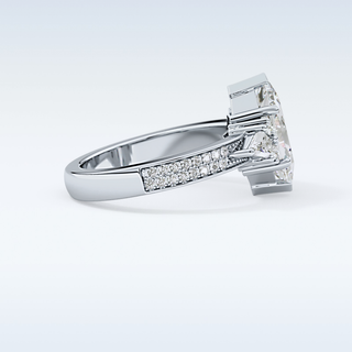 3.28 CT Multi Stone Engagement Ring Featuring Custom Hexagonal Moissanite