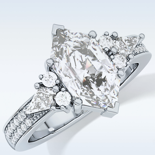 3.28 CT Multi Stone Engagement Ring Featuring Custom Hexagonal Moissanite