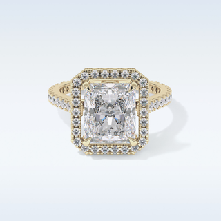 4.51 CT Hidden Halo & Pave Engagement Ring Featuring Radiant Moissanite