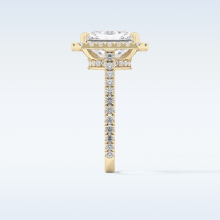 4.51 CT Hidden Halo & Pave Engagement Ring Featuring Radiant Moissanite