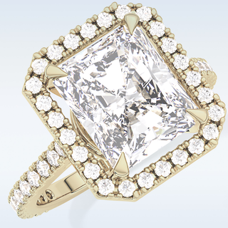 4.51 CT Hidden Halo & Pave Engagement Ring Featuring Radiant Moissanite