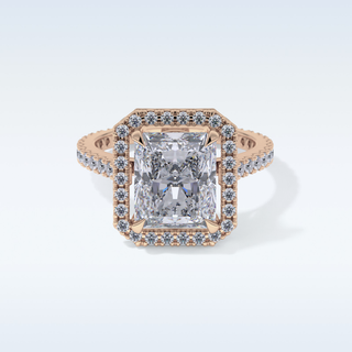 4.51 CT Hidden Halo & Pave Engagement Ring Featuring Radiant Moissanite