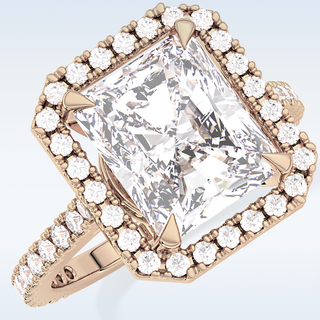 4.51 CT Hidden Halo & Pave Engagement Ring Featuring Radiant Moissanite