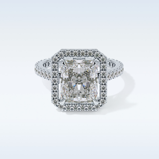 4.51 CT Hidden Halo & Pave Engagement Ring Featuring Radiant Moissanite