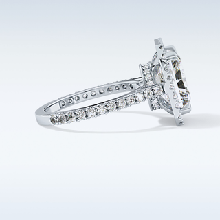 4.51 CT Hidden Halo & Pave Engagement Ring Featuring Radiant Moissanite