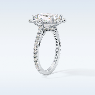4.51 CT Hidden Halo & Pave Engagement Ring Featuring Radiant Moissanite