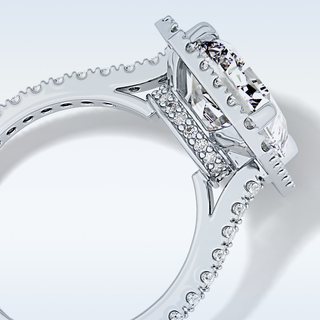 4.51 CT Hidden Halo & Pave Engagement Ring Featuring Radiant Moissanite