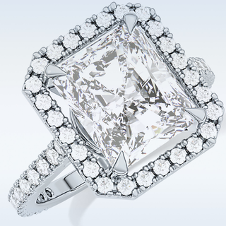 4.51 CT Hidden Halo & Pave Engagement Ring Featuring Radiant Moissanite