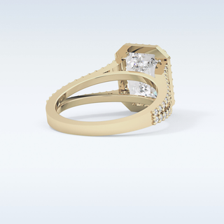 3.1 CT Halo & Split Shank Engagement Ring Featuring Emerald Moissanite