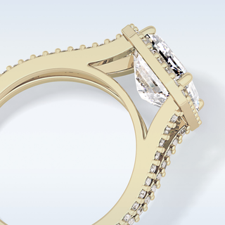 3.1 CT Halo & Split Shank Engagement Ring Featuring Emerald Moissanite