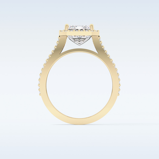 3.1 CT Halo & Split Shank Engagement Ring Featuring Emerald Moissanite