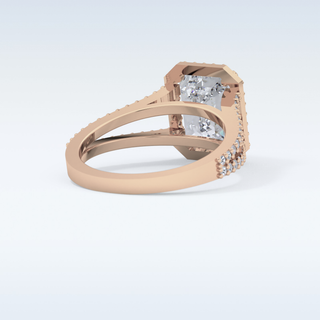 3.1 CT Halo & Split Shank Engagement Ring Featuring Emerald Moissanite